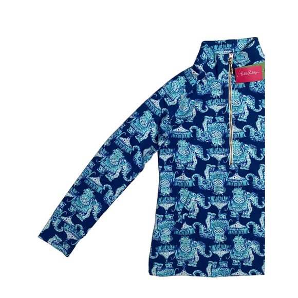 Lilly Pulitzer Women's Small 1/2 Zip Skipper Popover Deep Indigo Joy Ride NWT - Picture 2 of 13
